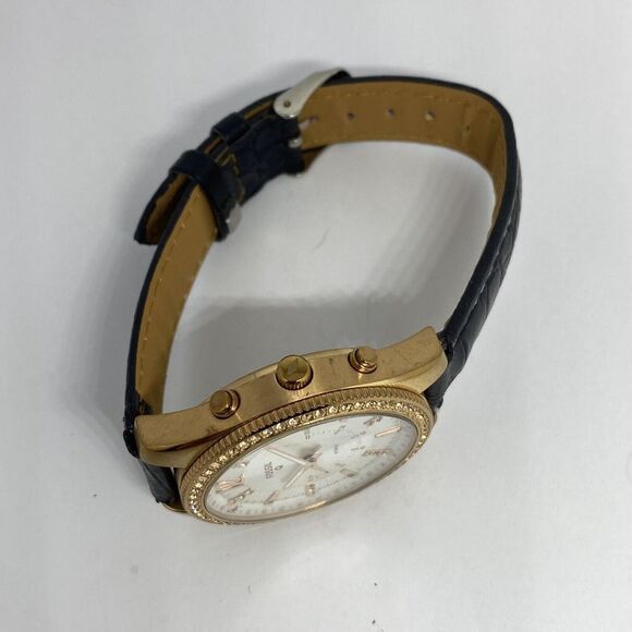 Fossil FTW5016 Women's Black Leather Analog White Dial Hybrid Smart Watch RQ122 - Picture 8 of 12